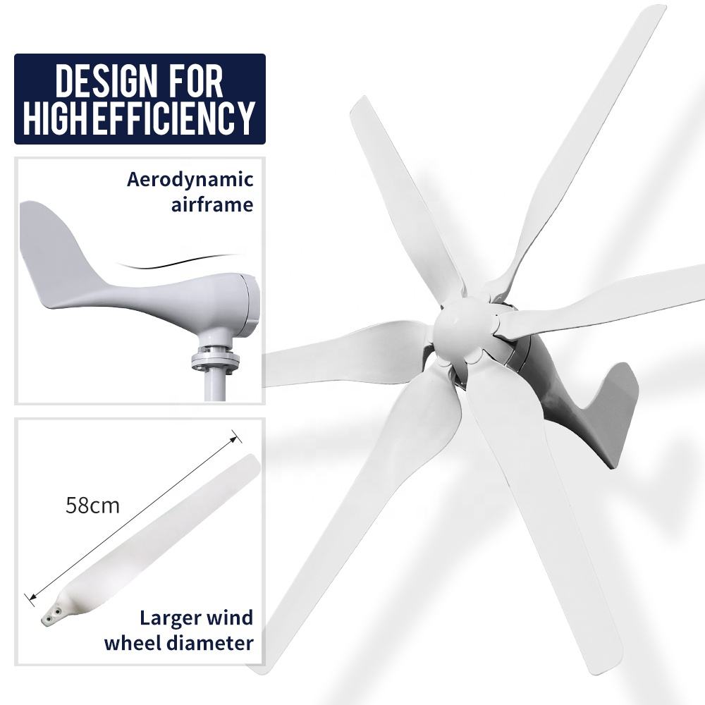 Windmills Alternative Energy Saver 1000w 48v Horizontal Wind Turbine Generator Six Blades