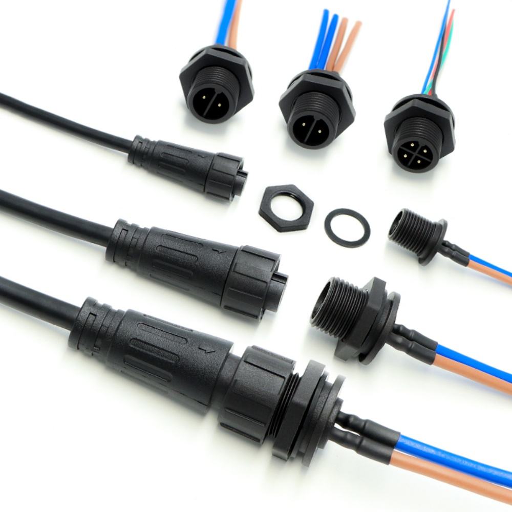 M12 2 4 Pin Lock Panel Terminal Electric Vehicle Water Purifier Male Female Plug Socket Connector