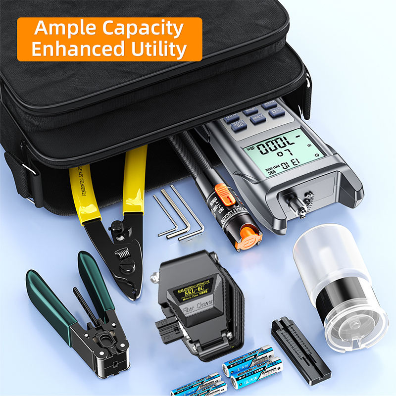 FTTH Fiber Optic Tool Kit with Optical Power Meter Visual Fault Locator Cleaver Miller Pliers
