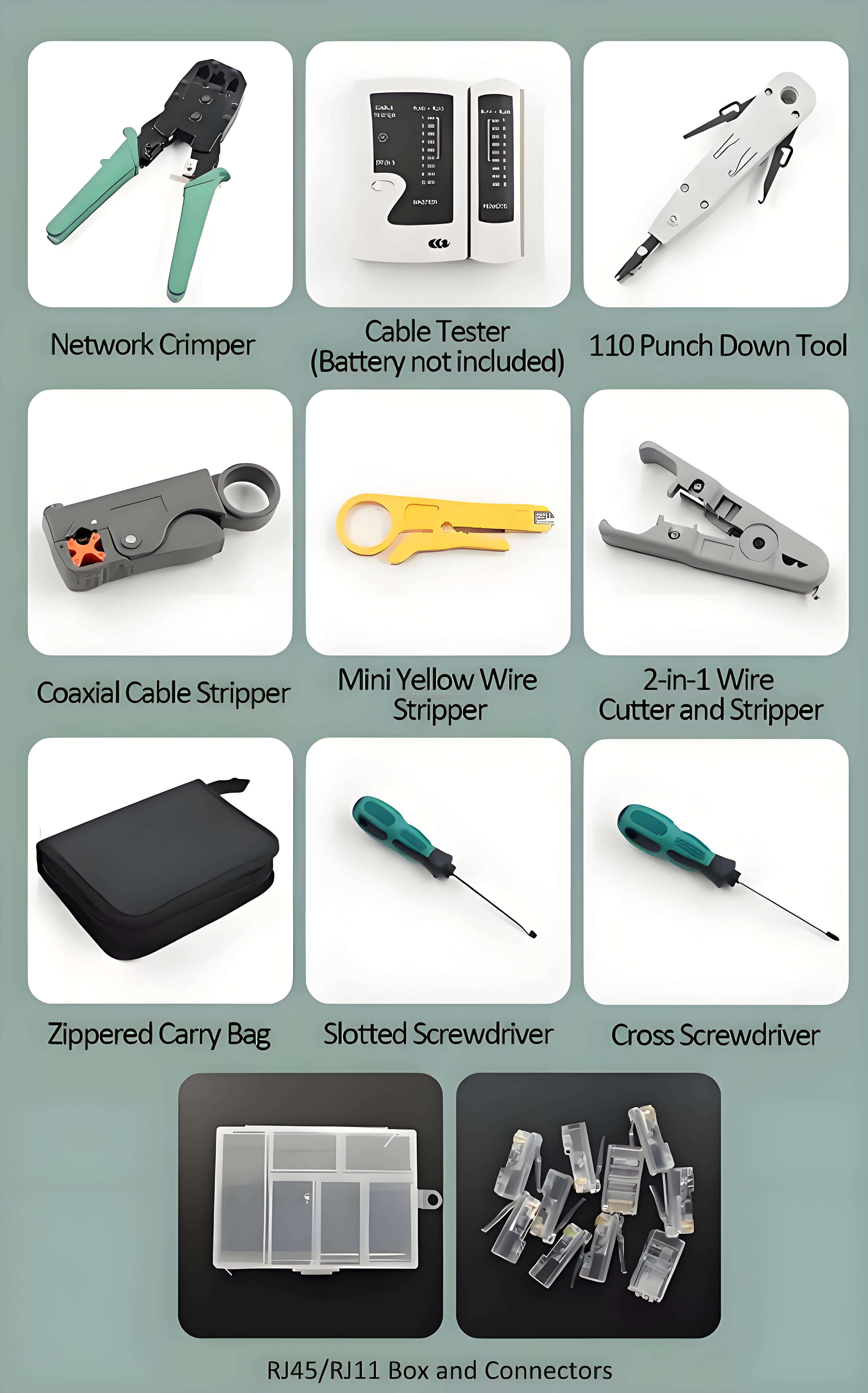 Network Tel Tool Kit Crimping Tool Wire Cutter Cable Stripper Punch Knife
